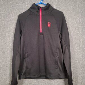 Spyder Men’s Size Medium Black Quarter Zip Black Pull Over Polyester